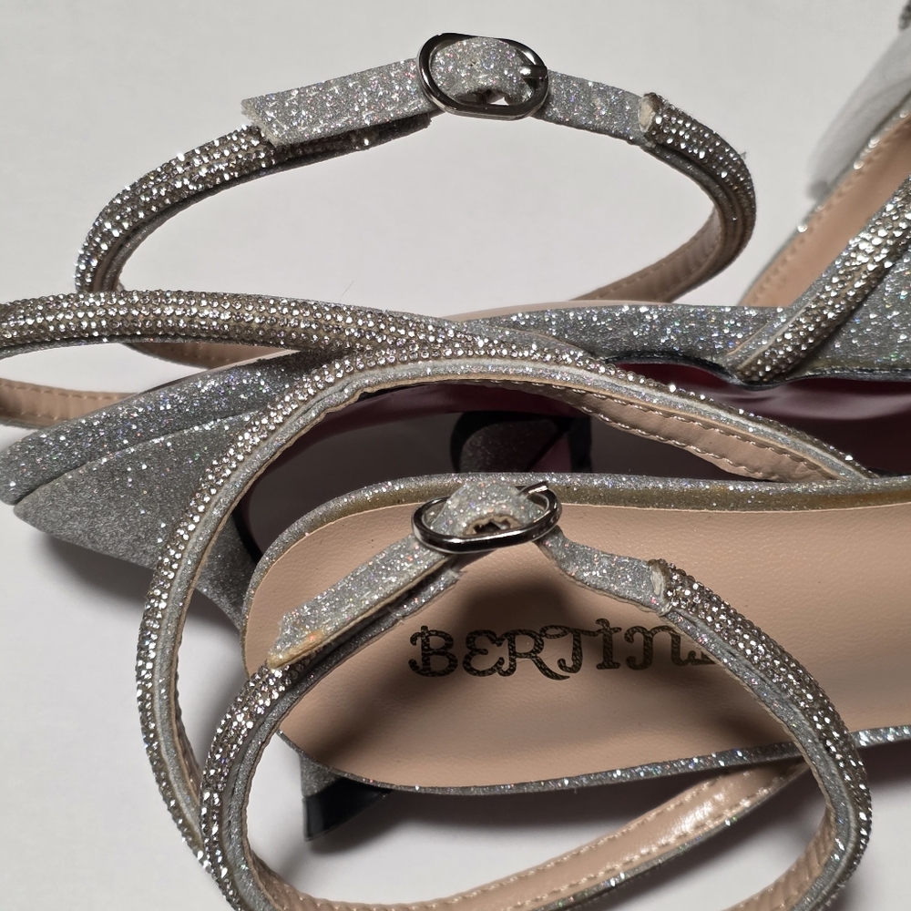 Elegant Silver Rhinestones and White Women's Heels - Picture 13 of 17